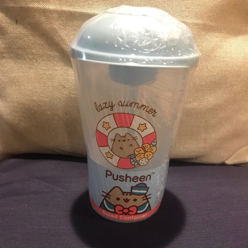 NWT Pusheen cat salad container set with fork
